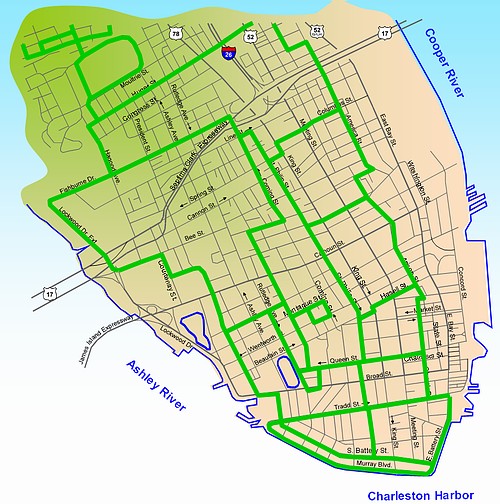City of Charleston bicycle routes